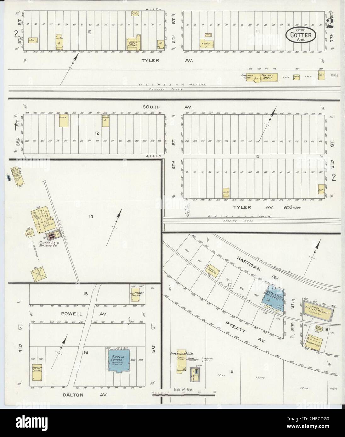 Sanborn Fire Insurance Map from Cotter, Baxter County, Arkansas Stock