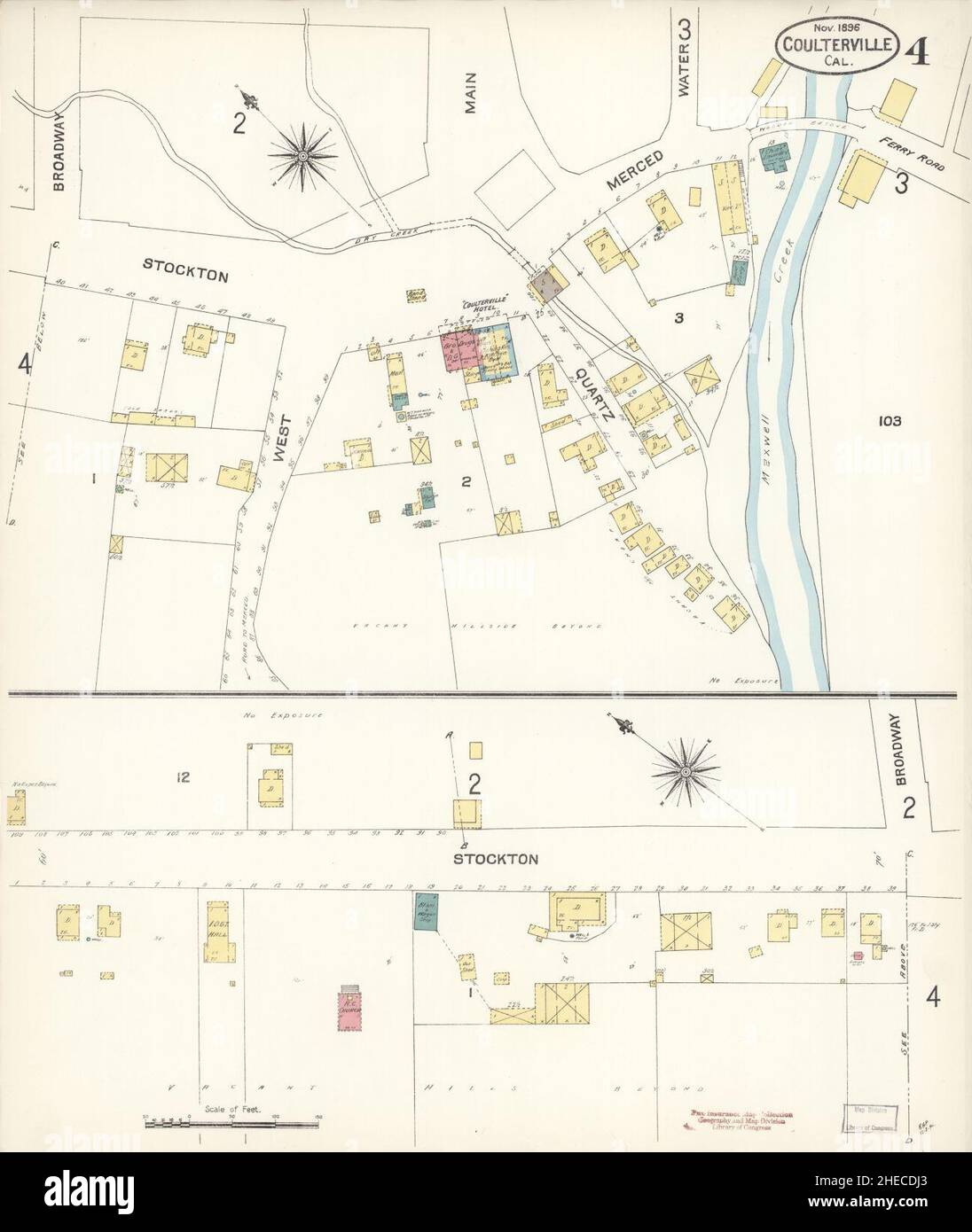 Sanborn Fire Insurance Map from Coulterville, Mariposa County, California. Stock Photo