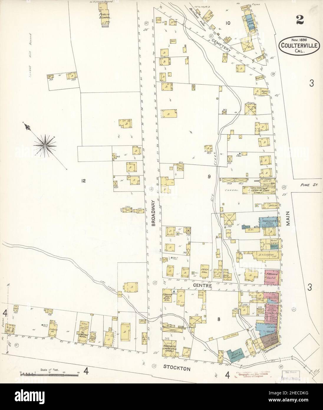 Sanborn Fire Insurance Map from Coulterville, Mariposa County, California. Stock Photo