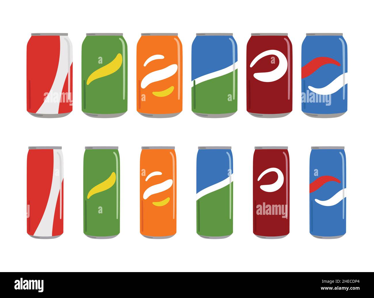 Set of soft drinks in aluminum cans with soda. Carbonated nonalcoholic