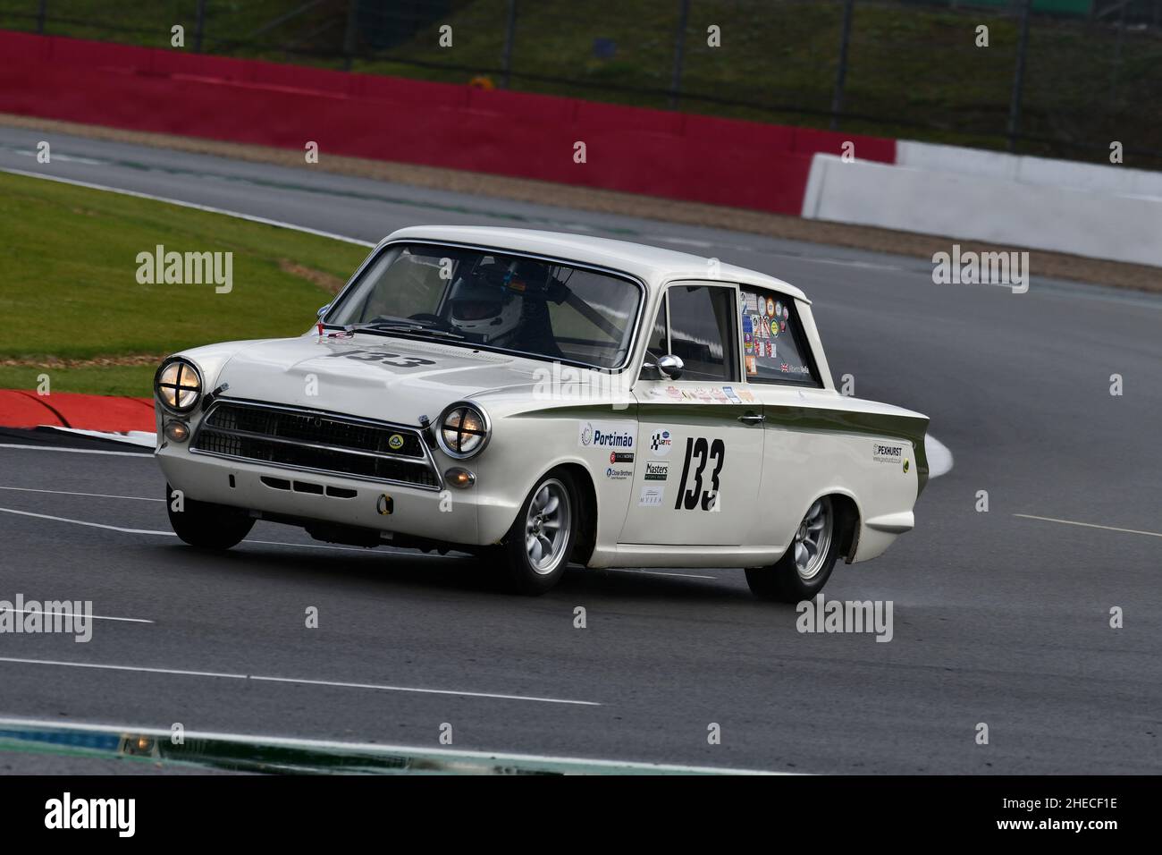 Touring Car Racing from the 1960s, a 45 minute race for one or two drivers with a compulsory pit stop, Transatlantic Trophy for Pre '66 Touring Cars, Stock Photo