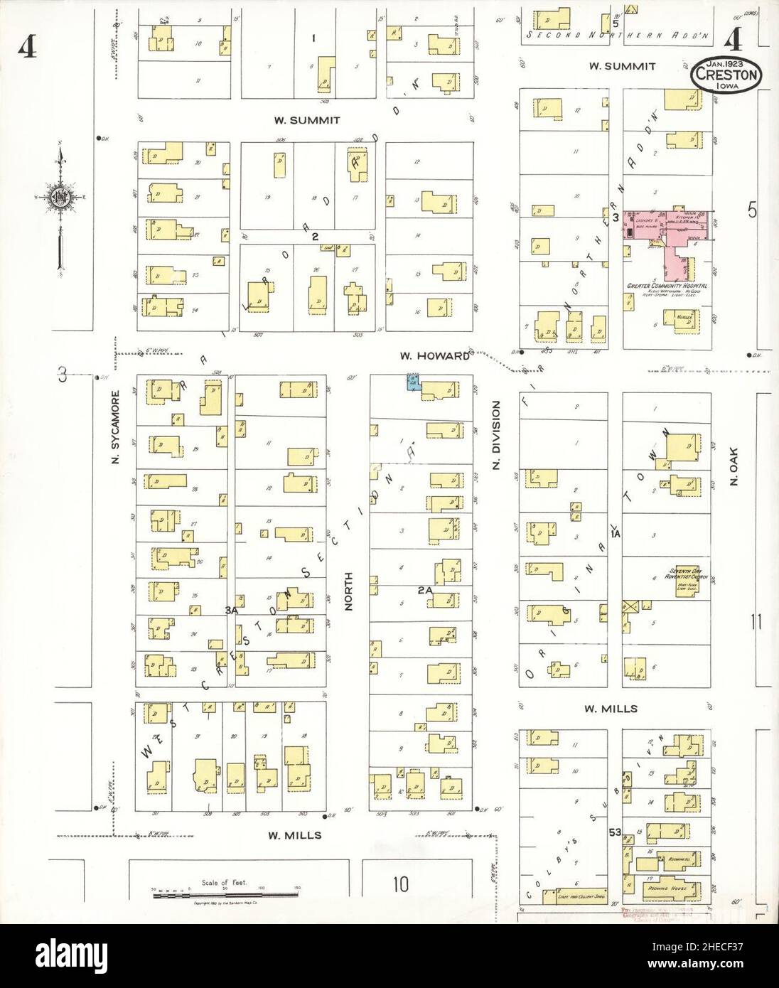 Sanborn Fire Insurance Map from Creston, Union County, Iowa Stock Photo
