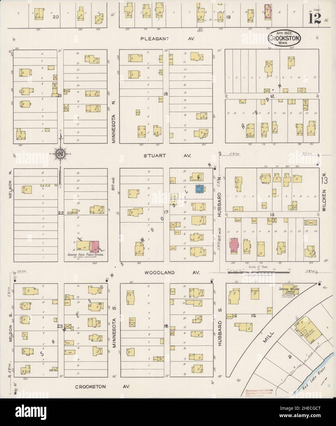 Sanborn Fire Insurance Map from Crookston, Polk County, Minnesota Stock
