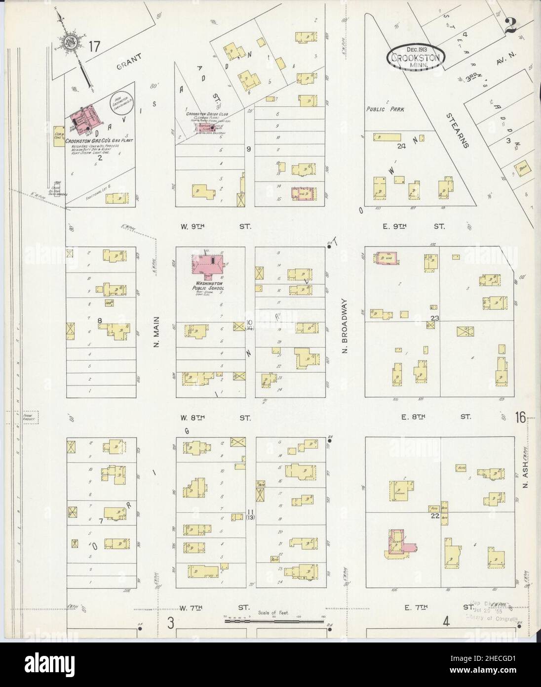 Sanborn Fire Insurance Map from Crookston, Polk County, Minnesota Stock