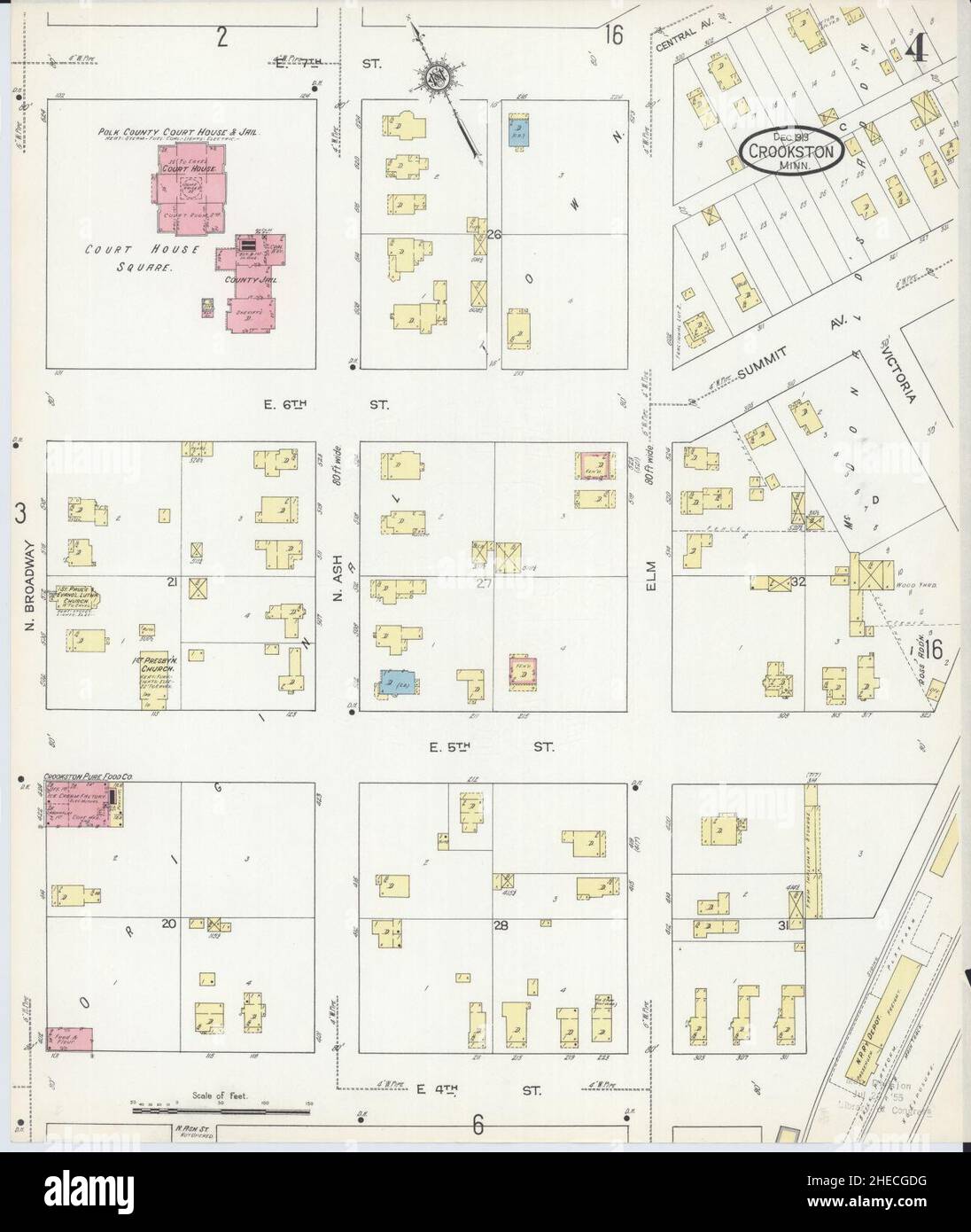 Sanborn Fire Insurance Map from Crookston, Polk County, Minnesota Stock