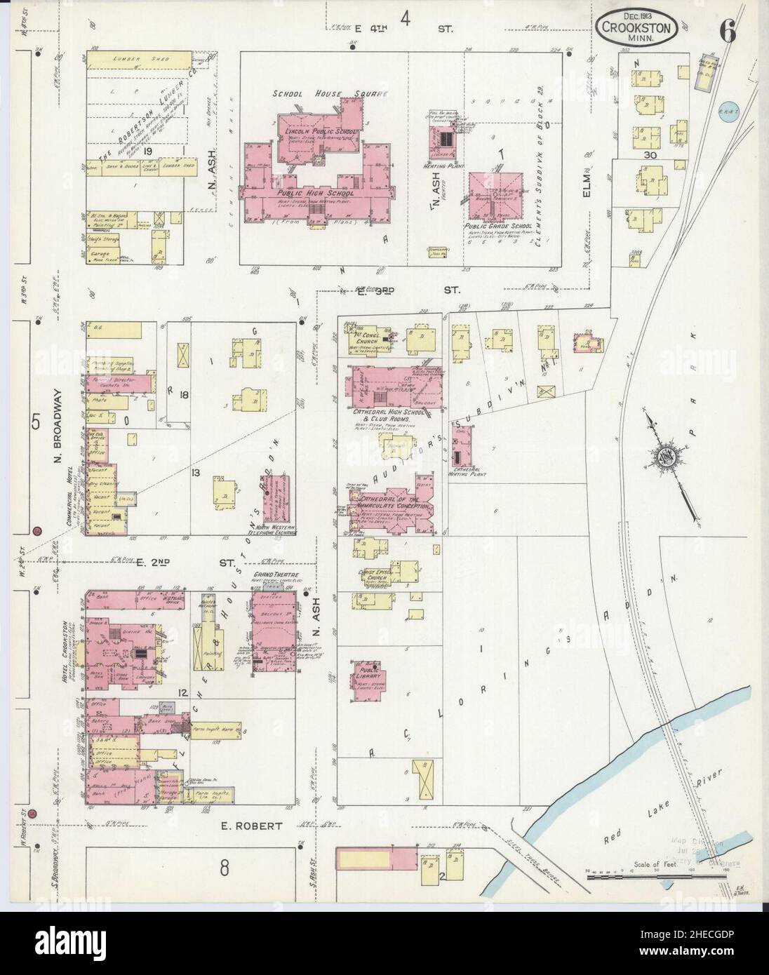 Sanborn Fire Insurance Map from Crookston, Polk County, Minnesota Stock