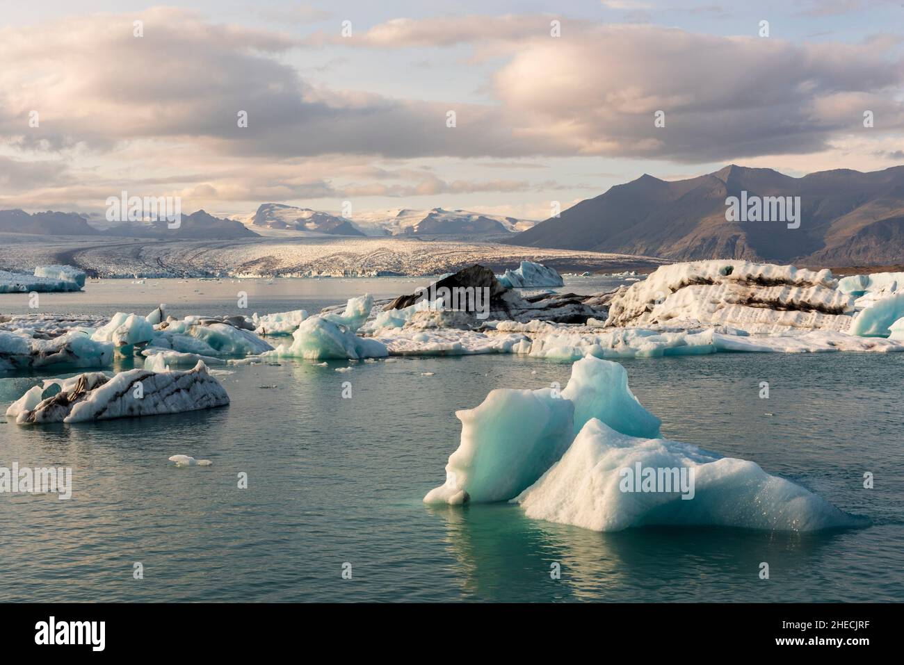 Iceland, Austurland, Vatnajokull National Park, iceberg floating in the glacial lagoon of Jokulsarlon Stock Photo