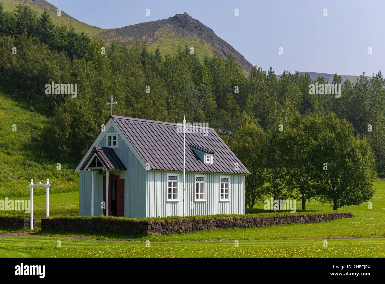 Iceland, Sudurland Region, Skogar, village converted into an open air museum and ecomuseum, Skogar Museum, Church Stock Photo