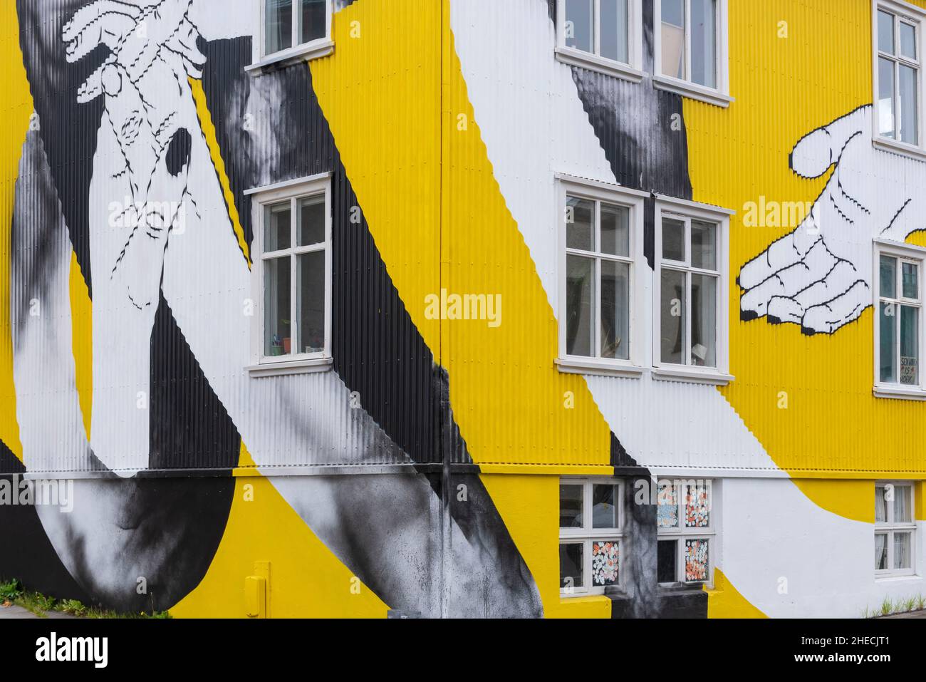 Iceland, Capital region, Reykjavik, Bergthorugata, mural on the walls, street art Stock Photo