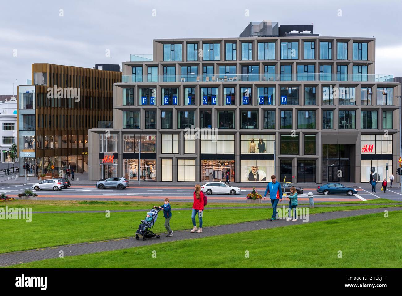 Iceland, Capital region, Reykjavik, Laekjargata, H&M, Frettabladid Stock  Photo - Alamy
