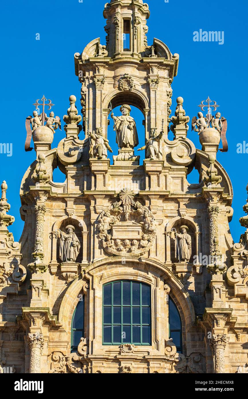 Spain, Galicia, Santiago de Compostela, the old city (UNESCO World Heritage Site), the 11th century Santiago de Compostela cathedral Stock Photo