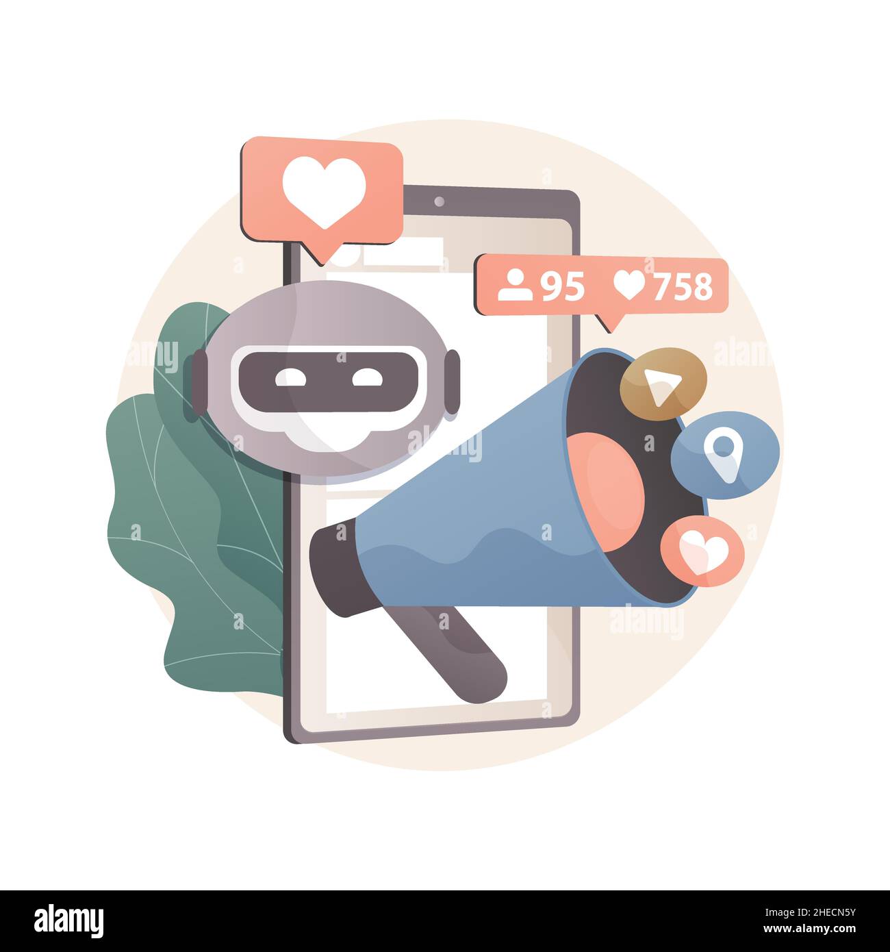Artificial intelligence in social media abstract concept vector ...