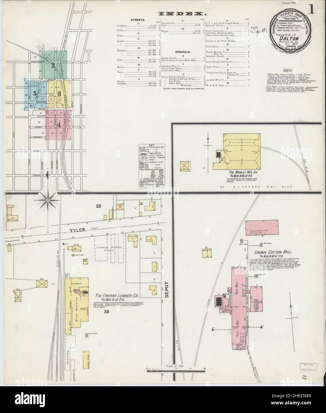 Sanborn Fire Insurance Map from Dalton, Whitfield County, Stock
