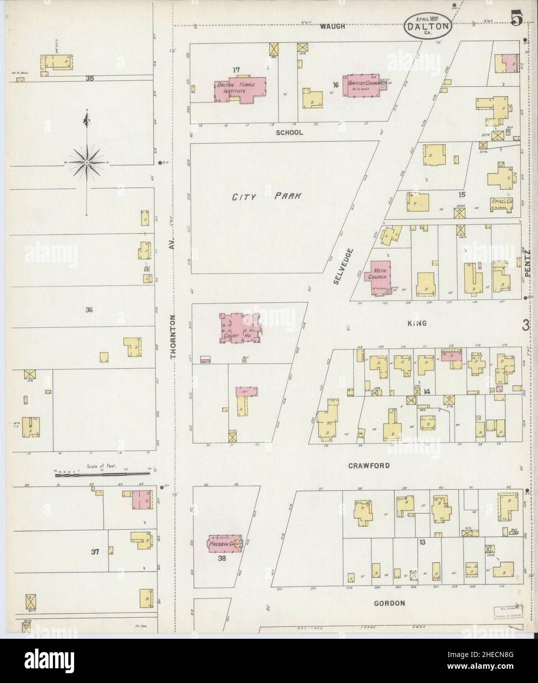 Sanborn Fire Insurance Map from Dalton, Whitfield County, Stock Photo Alamy