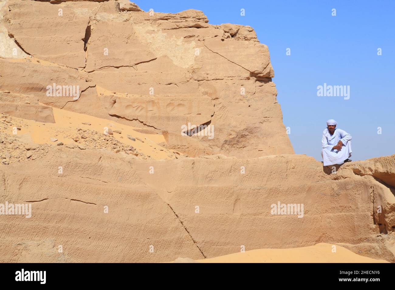 Egypt, Upper Egypt, Nile valley, Gebel Silsileh (Jebel Silsilah), ancient sandstone quarry on the west bank of the Nile which served for all the ancient temples of Upper Egypt (except Philae) Stock Photo