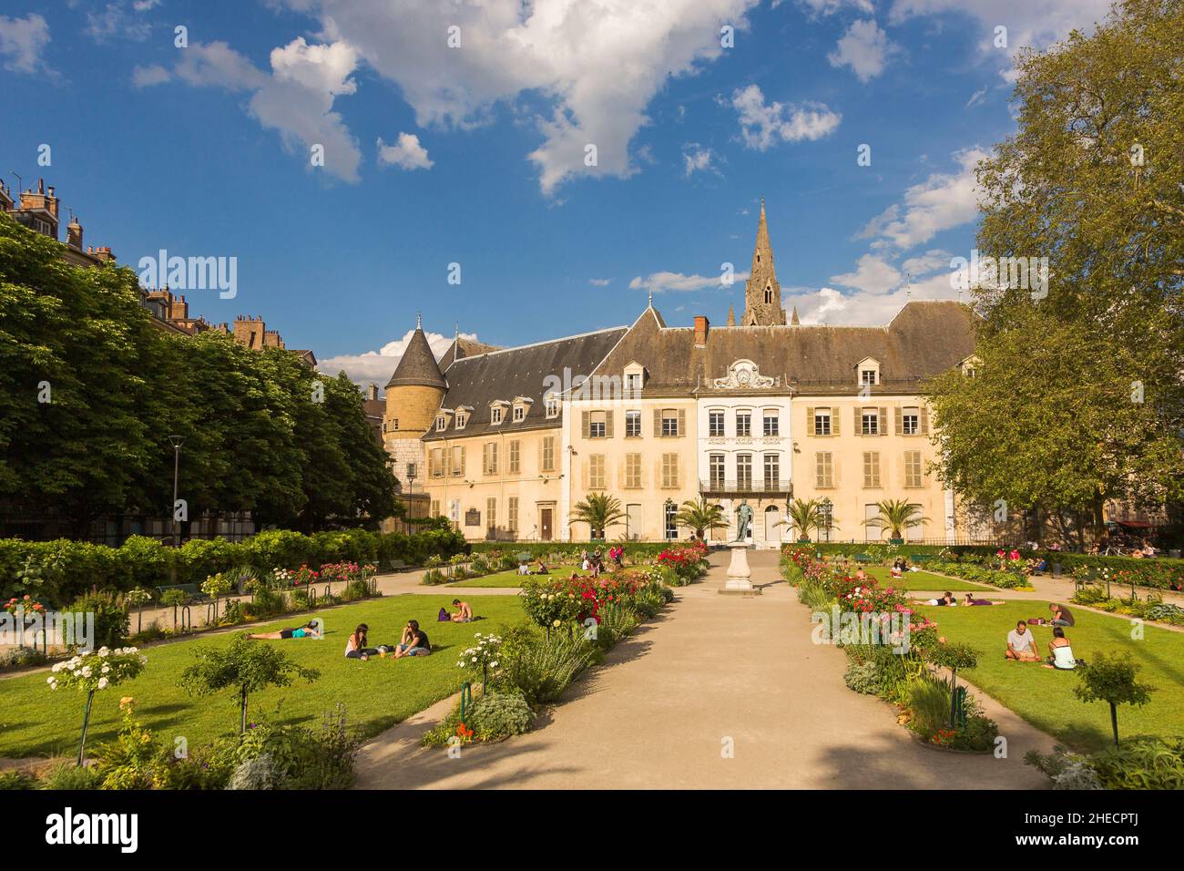 France, Isere, Grenoble, public garden and Stendhal Museum in the