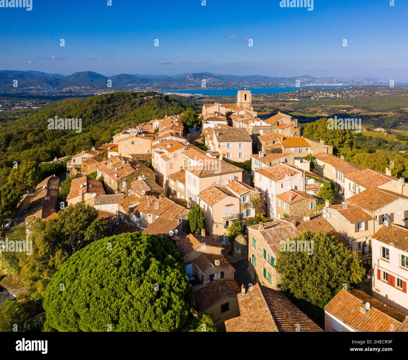 France, Var, Gulf of Saint Tropez, Gassin, labelled Les Plus Beaux Villages de France (The Most Beautiful Villages of France), general view of the vil Stock Photo