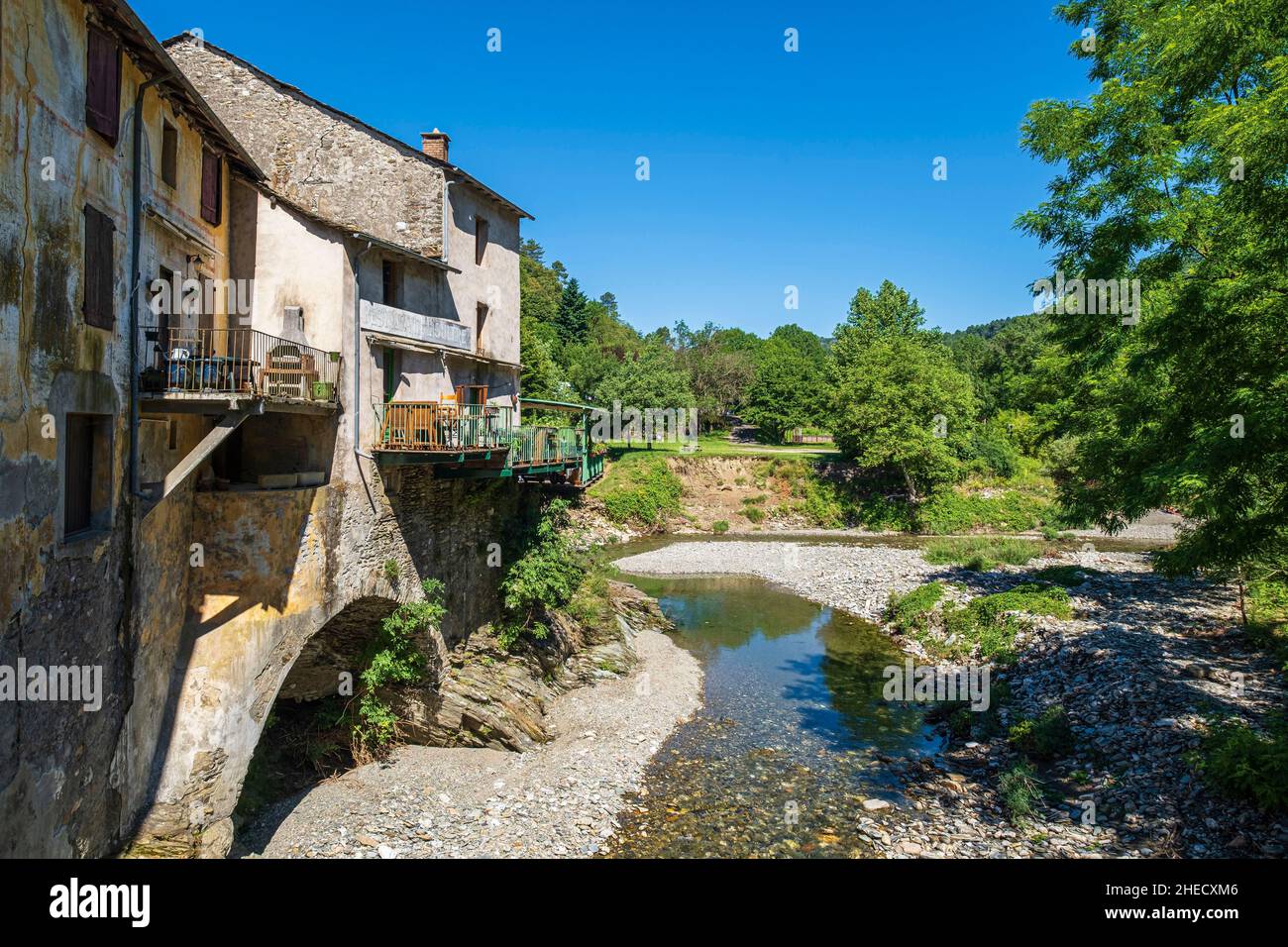 France, Lozere, SainteCroixValleeFrancaise, the banks of Gardon de SainteCroix river Stock