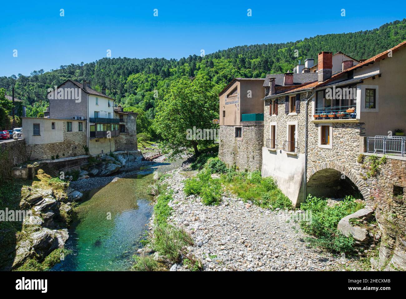 France, Lozere, SainteCroixValleeFrancaise, the banks of Gardon de SainteCroix river Stock
