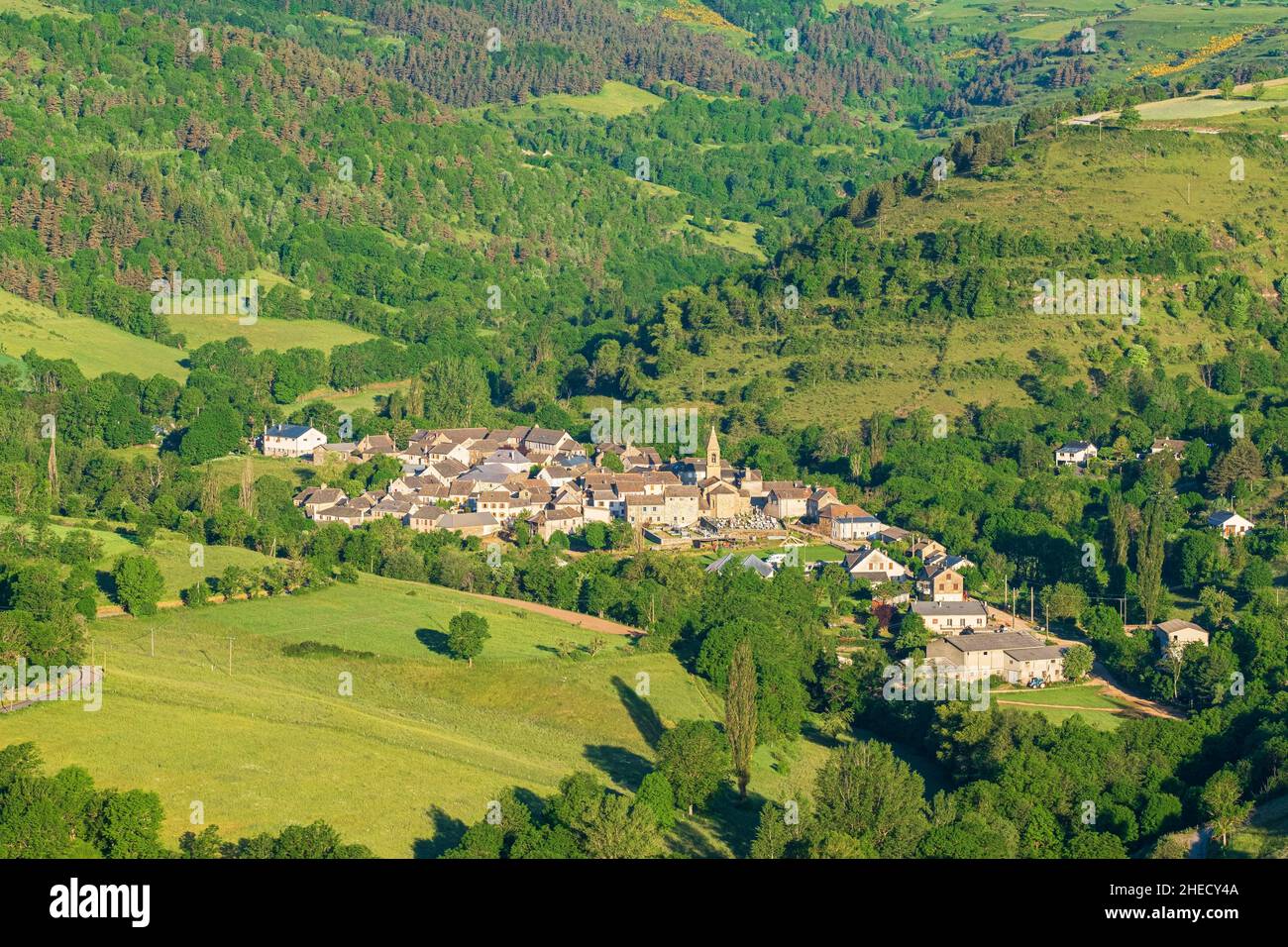 France, Lozere, Cubieres village at the foot of Mont Lozere Stock Photo ...