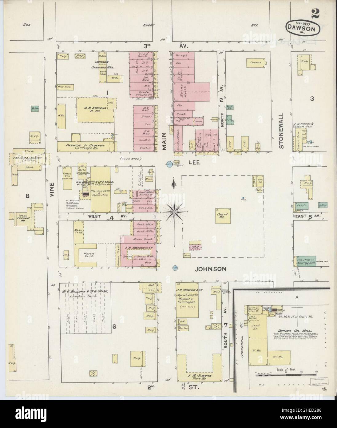 Sanborn Fire Insurance Map from Dawson, Terrell County, Georgia. Stock Photo