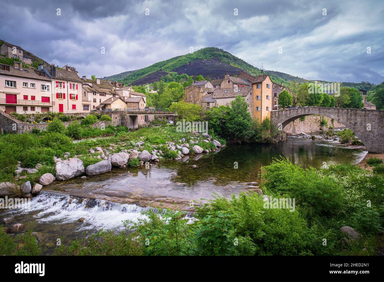 France, Lozere, Pont de Montvert - Sud Mont Lozere, village on the ...