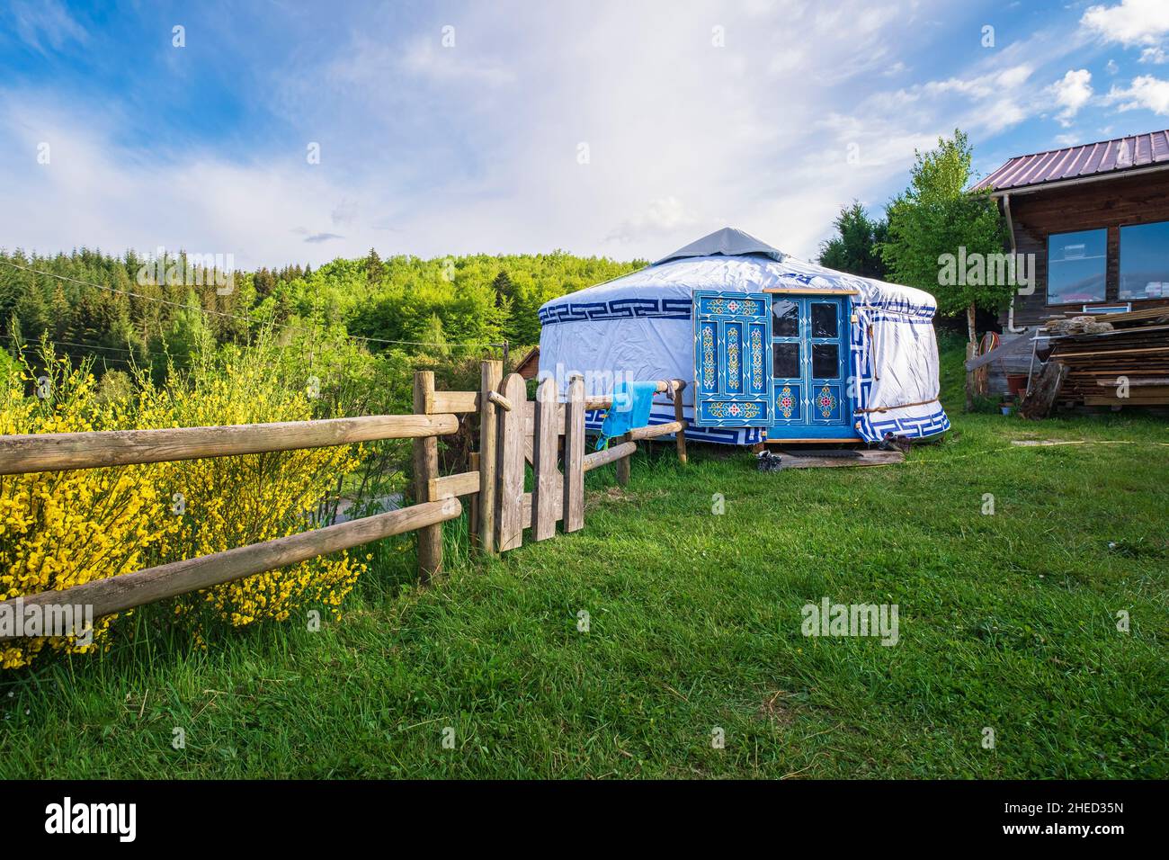 France, Lozere, Saint-Flour-de-Mercoire, L'Herm hamlet on the Stevenson trail or GR 70, La Tartine de Modestine guest house Stock Photo