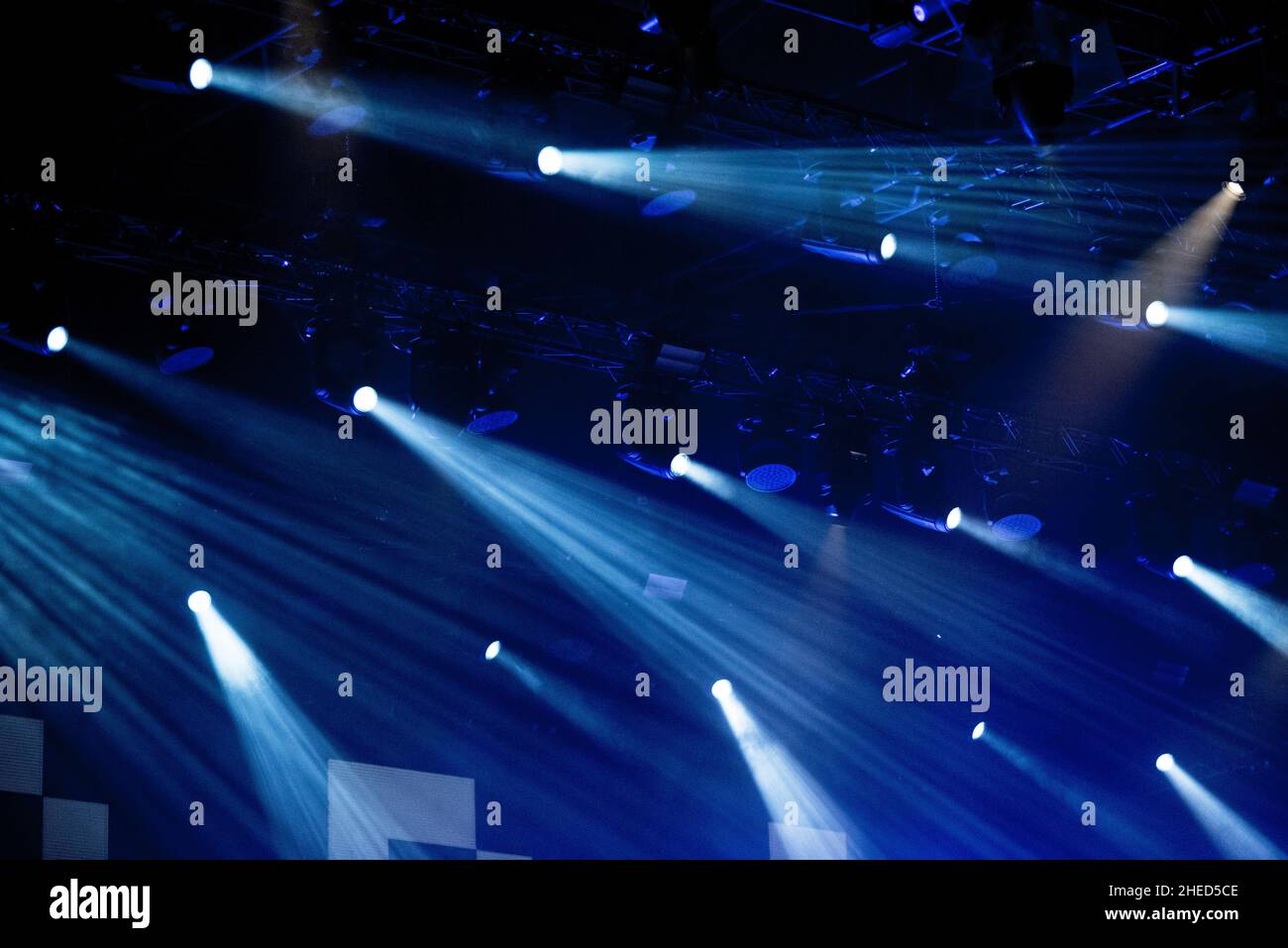 Stage lights at a live concert at music festival Stock Photo