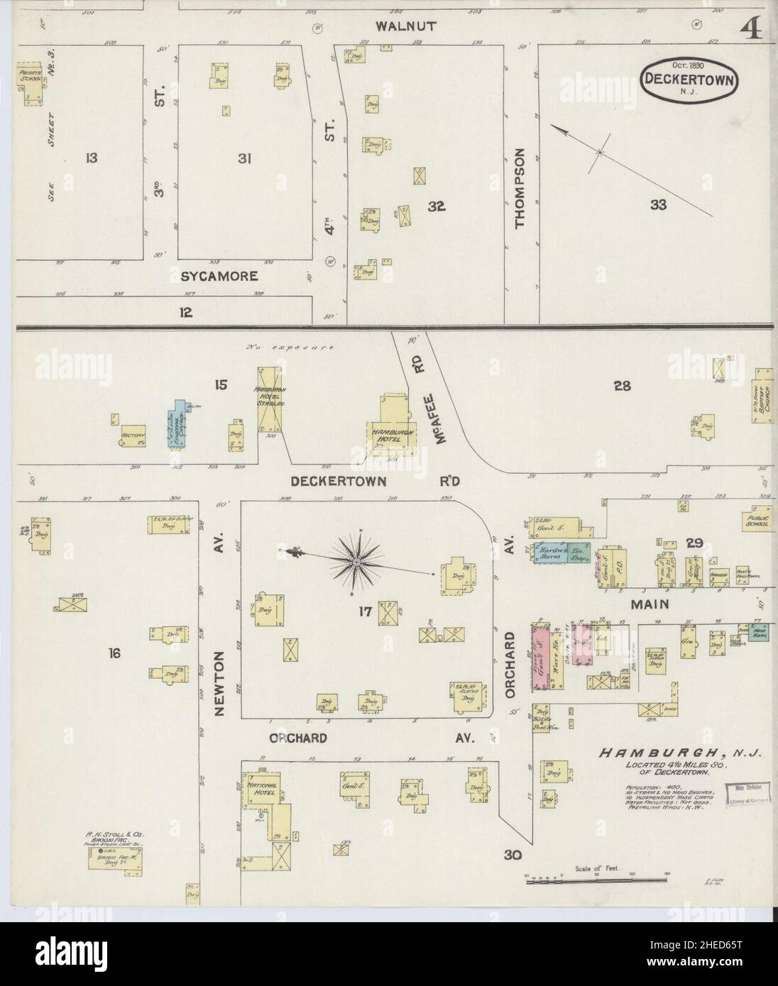 Sanborn Fire Insurance Map from Deckertown, Sussex County, New Jersey. Stock Photo