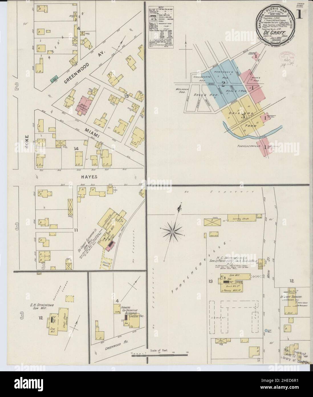 Sanborn Fire Insurance Map from Degraff, Logan County, Ohio Stock Photo