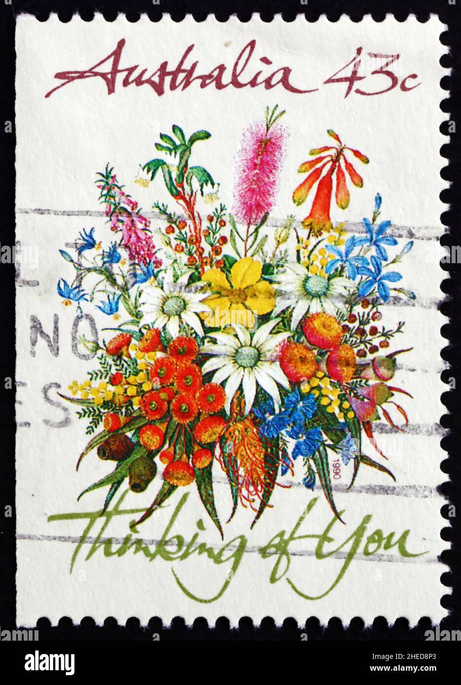 AUSTRALIA - CIRCA 1990: a stamp printed in the Australia shows Floral Bouquet, Thinking of You, Special Occasions, circa 1990 Stock Photo