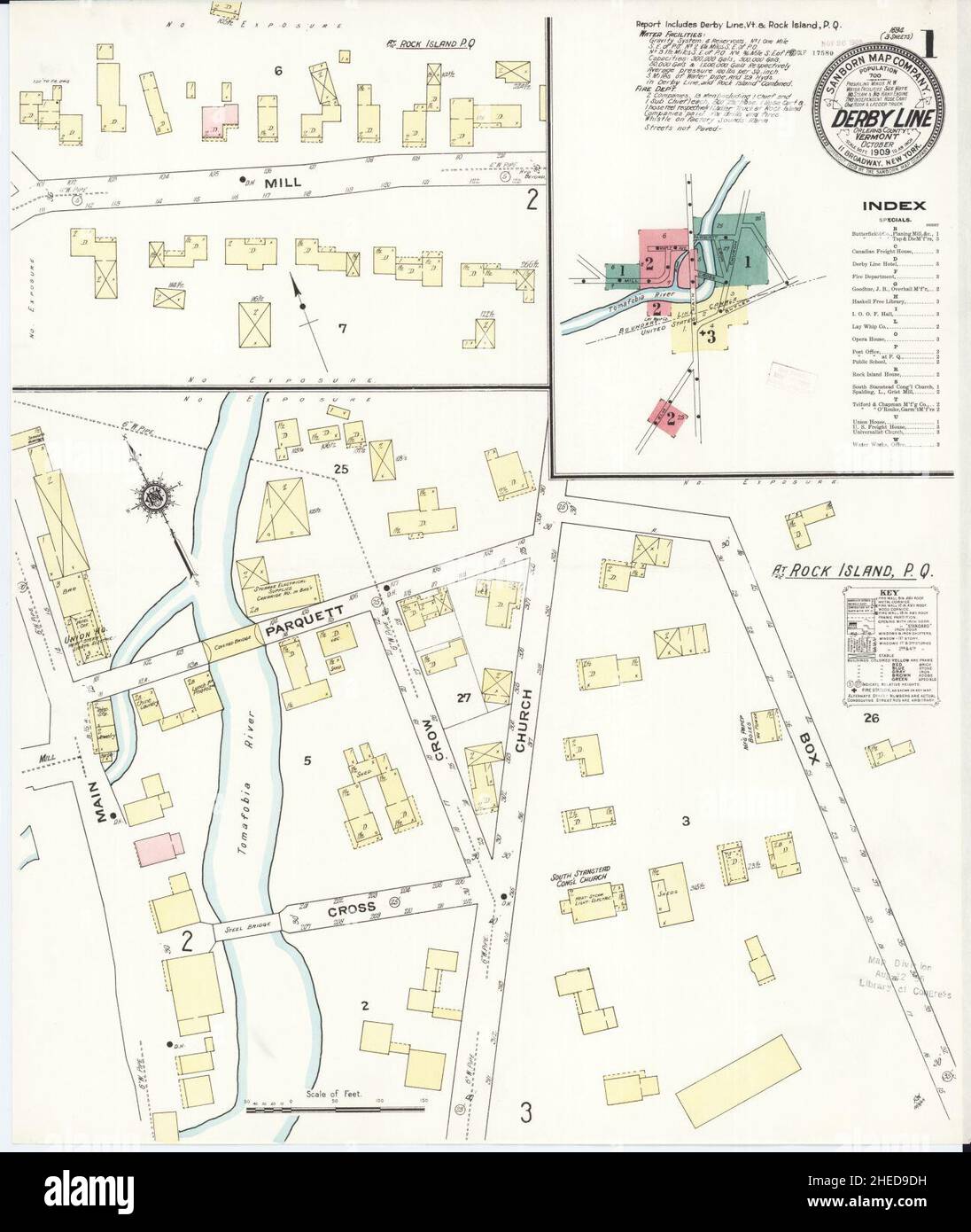 Sanborn Fire Insurance Map from Derby Line, Orleans County, Vermont. Stock Photo