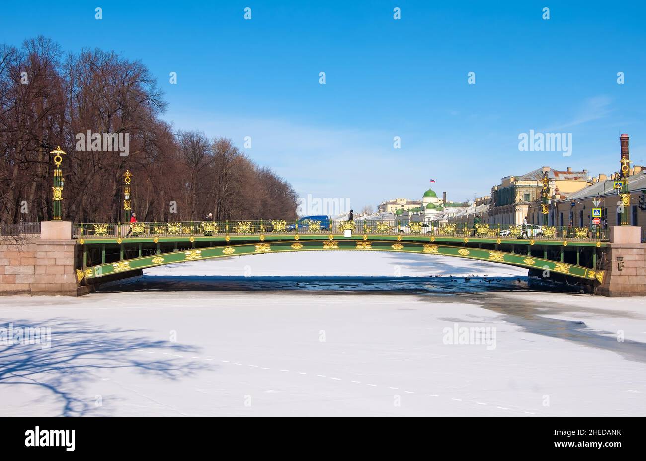 ST. PETERSBURG, RUSSIA - March 27 , 2021: Panteleimonovsky bridge  Stock Photo