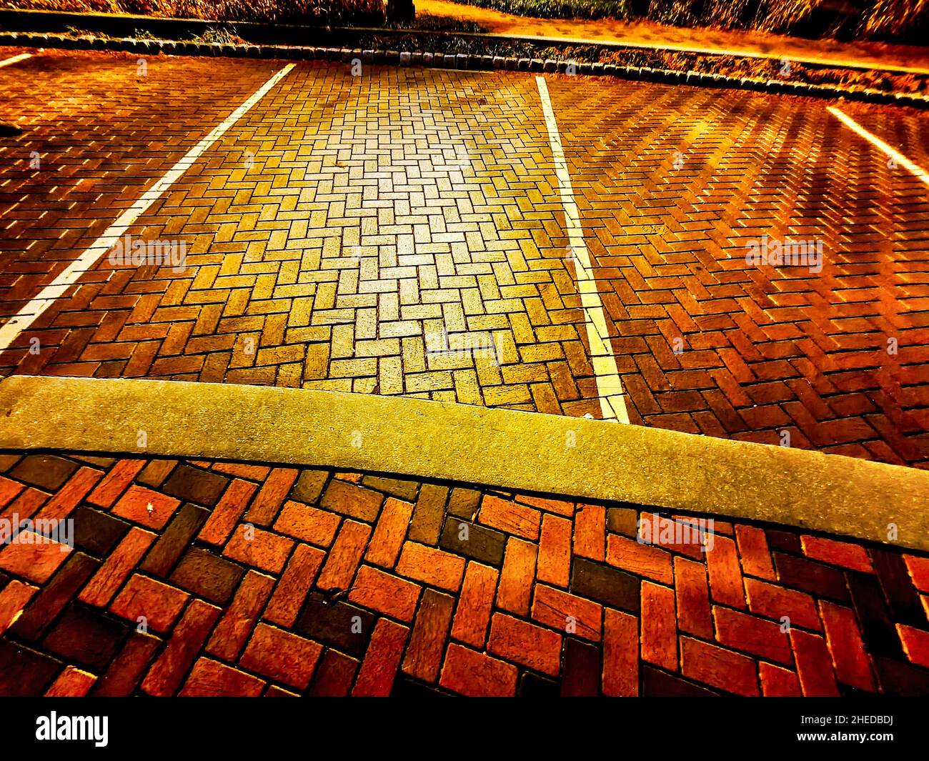 Empty parking lot on a winter night Stock Photo