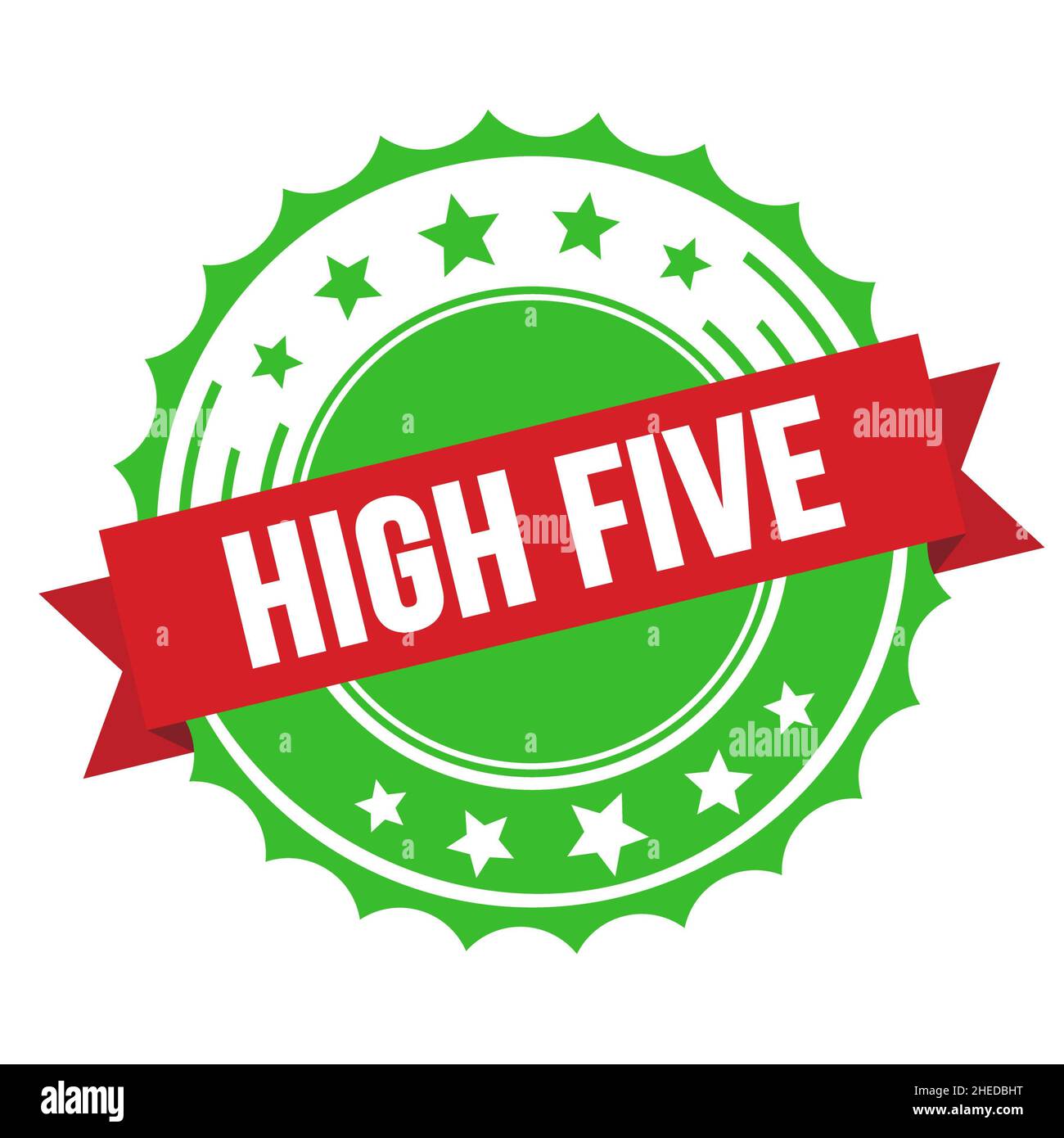 Color High Five Ribbon HIGH FIVE text on red green ribbon badge stamp Stock Photo - Alamy
