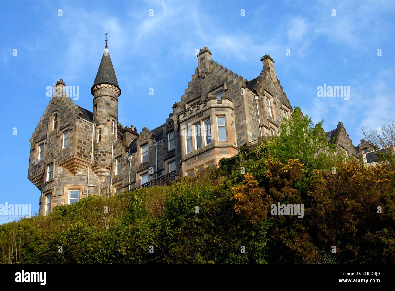 Loch Awe hotel, Loch Awe, Argyll & Bute, Scotland from the railway station Stock Photo