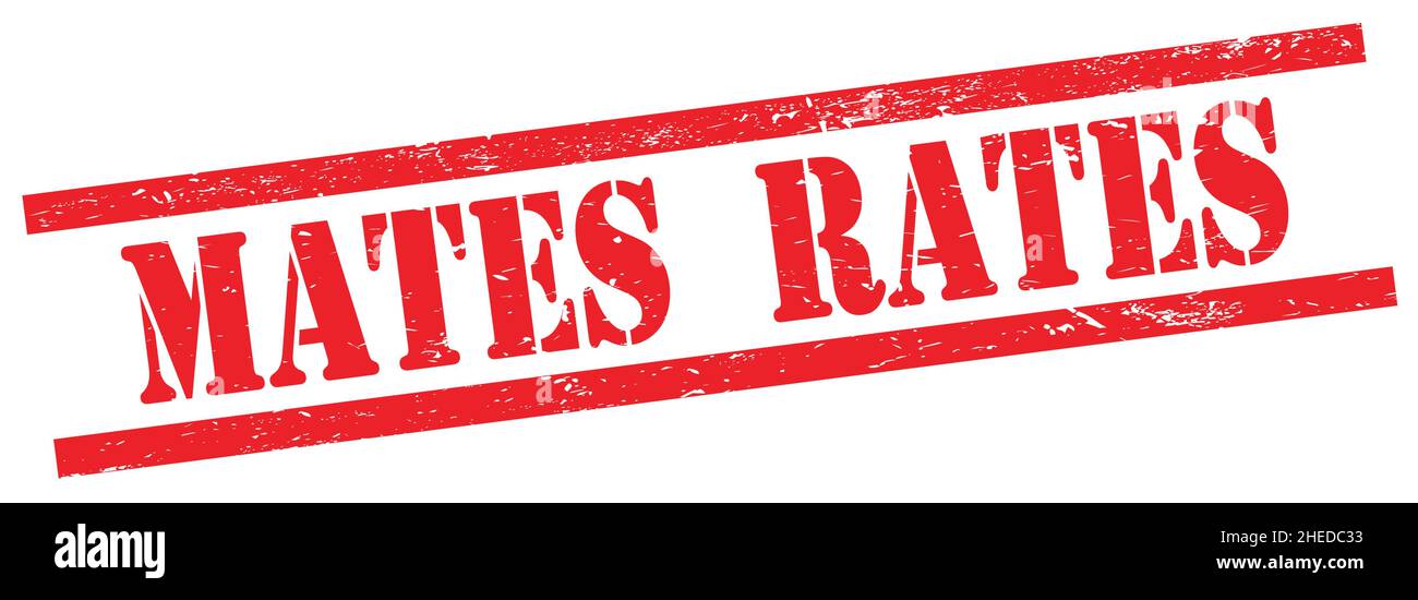 MATES RATES text on red grungy rectangle vintage stamp Stock Photo Alamy