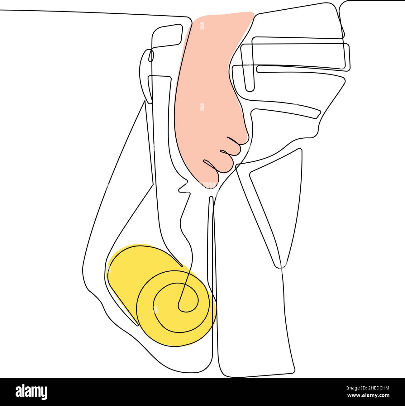 Painter wearing gloves painting wall using roller Stock Vector