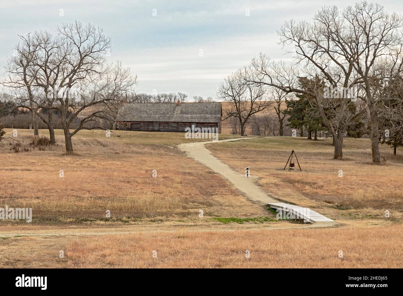 Hanover, Kansas - The Hollenberg Pony Express Station. The Pony Express delivered mail from Missouri to California in 1860-61. It went out of business Stock Photo