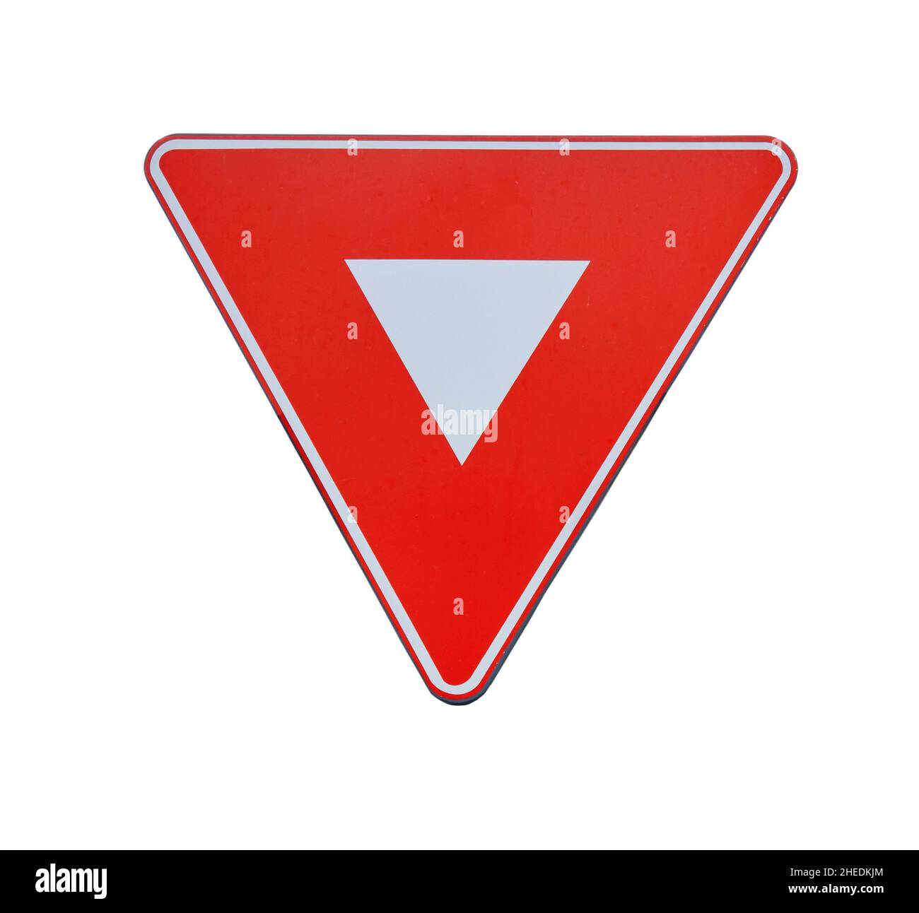 Red triangle road traffic coordination sign Stock Photo Alamy