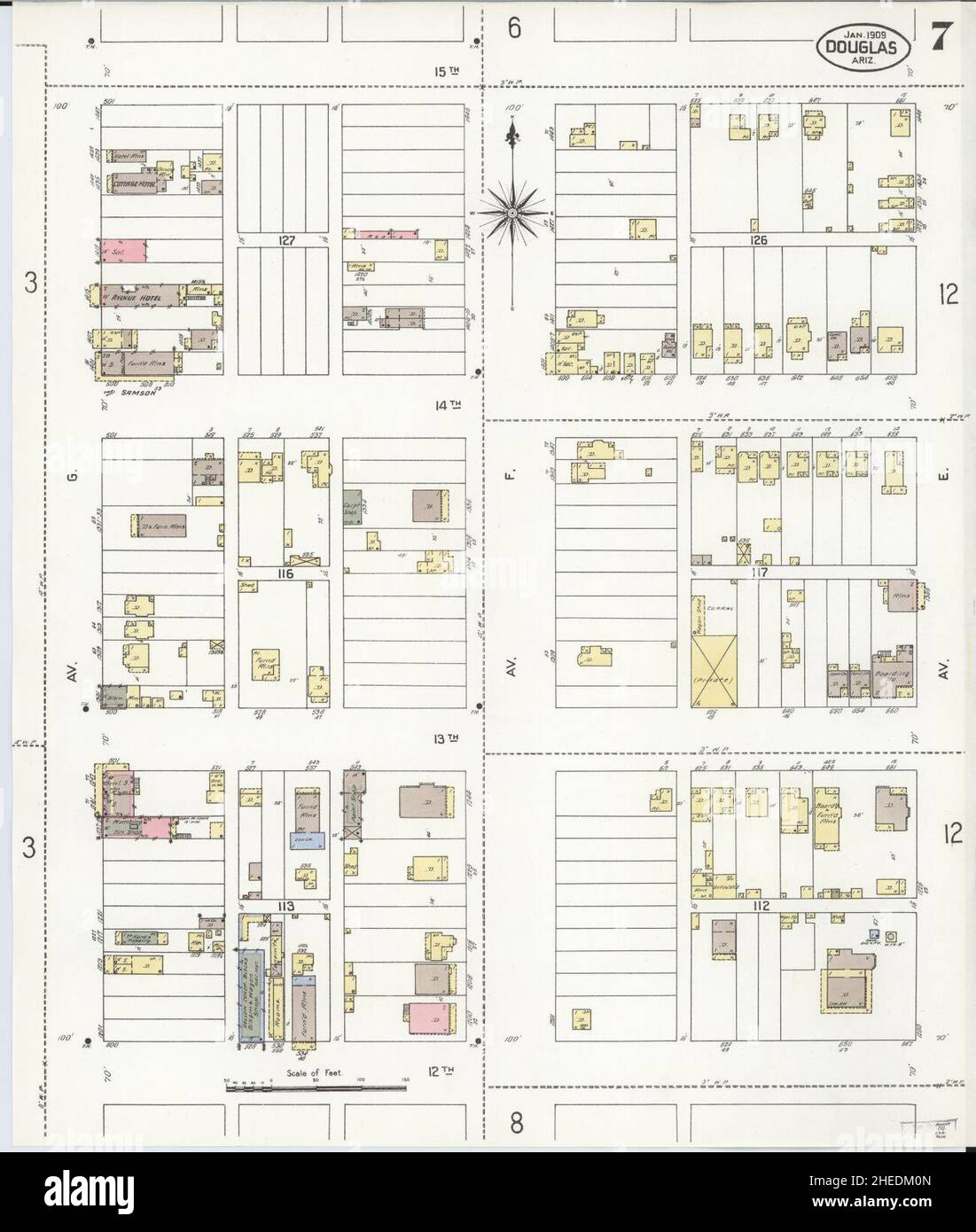 Sanborn Fire Insurance Map from Douglas, Cochise County, Arizona. Stock Photo