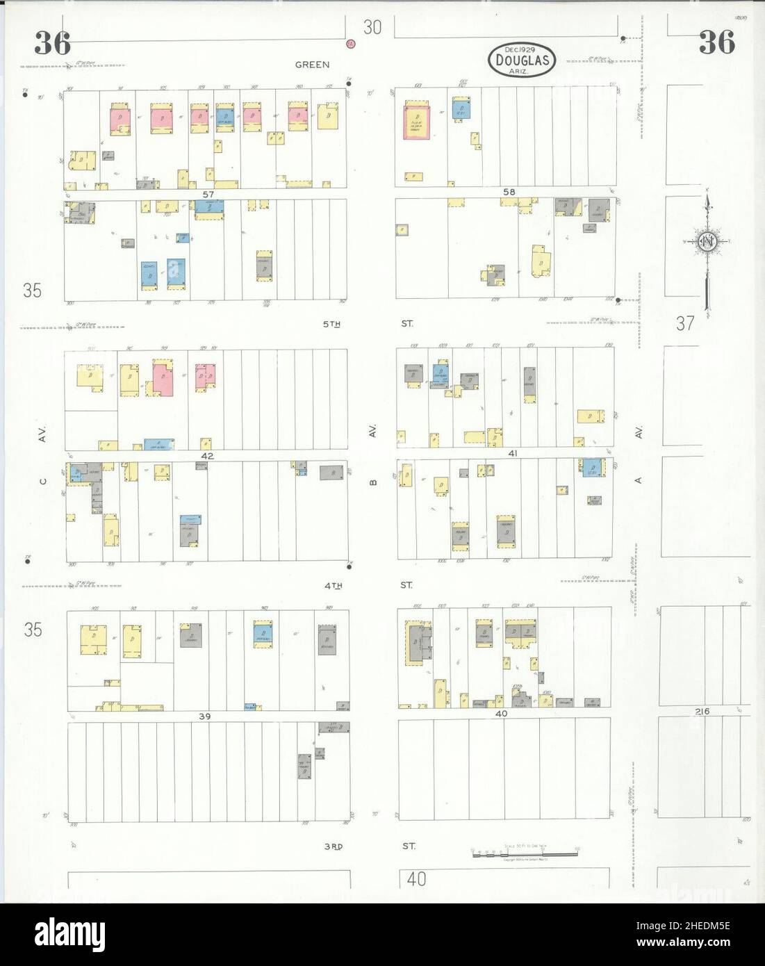 Sanborn Fire Insurance Map from Douglas, Cochise County, Arizona. Stock Photo