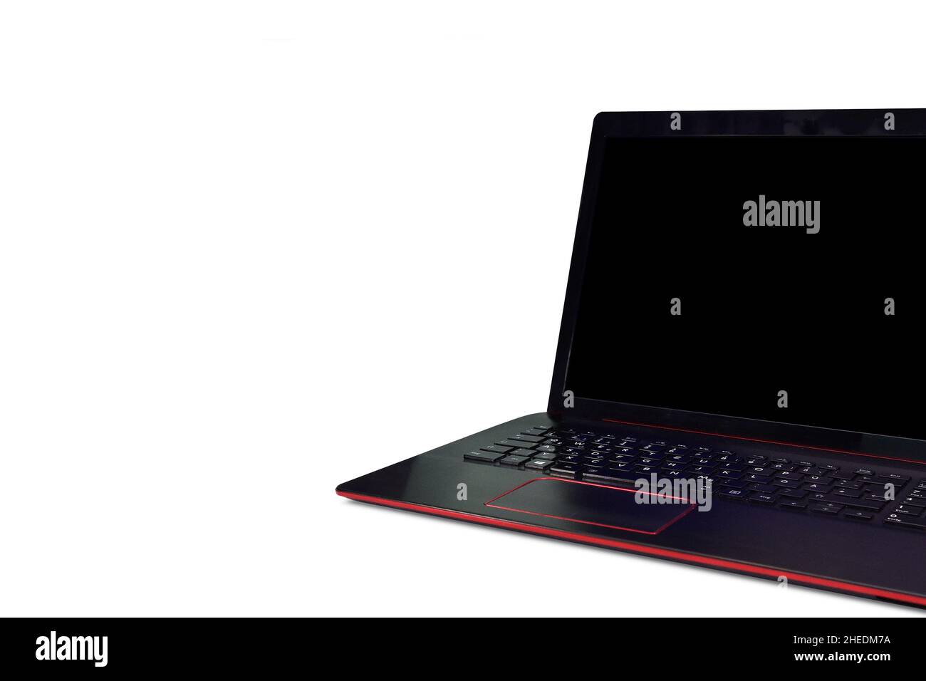 Black screen , laptop isolated white Stock Photo