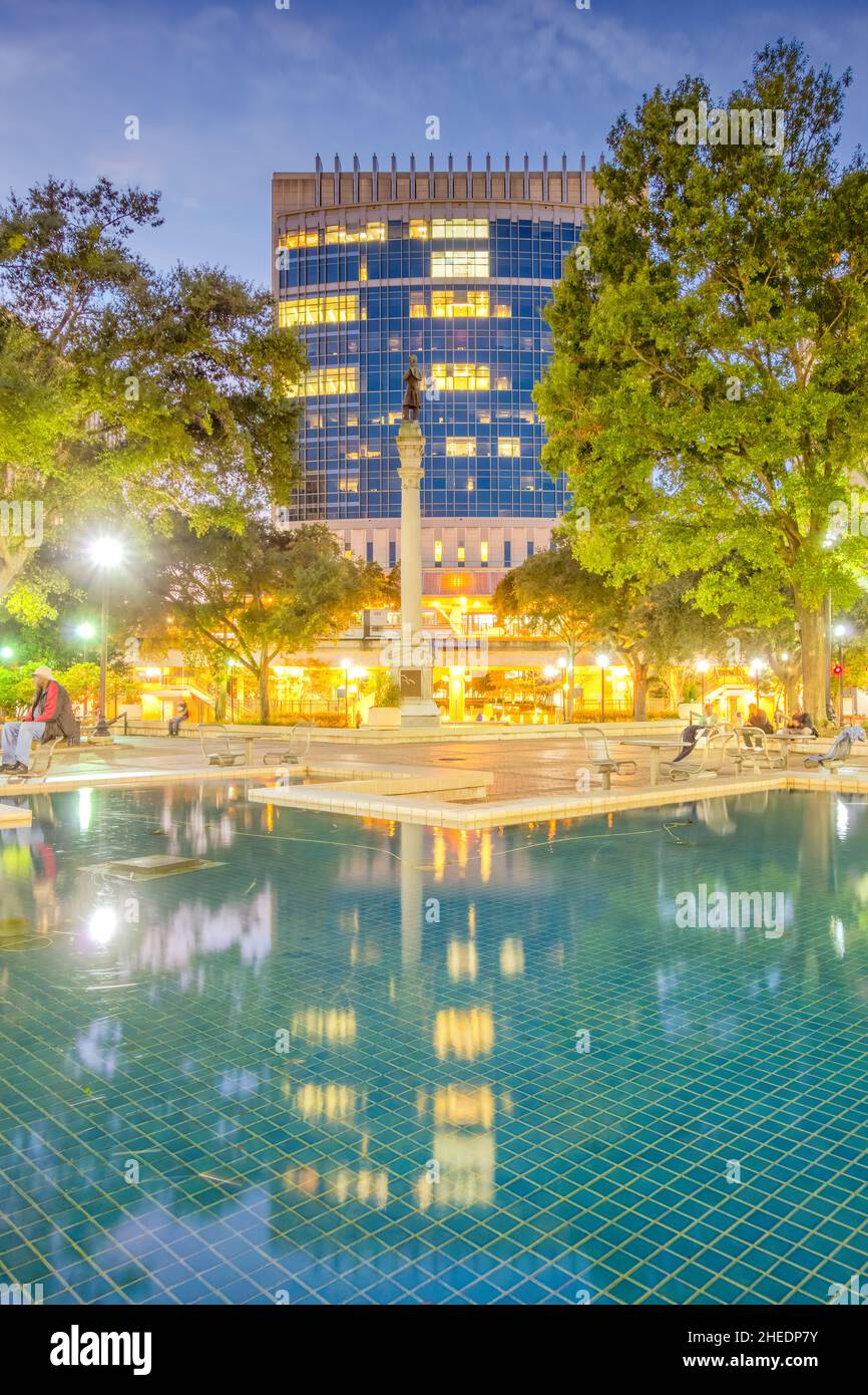 Hemming Plaza park in downtown Jacksonville, Florida, USA Stock Photo