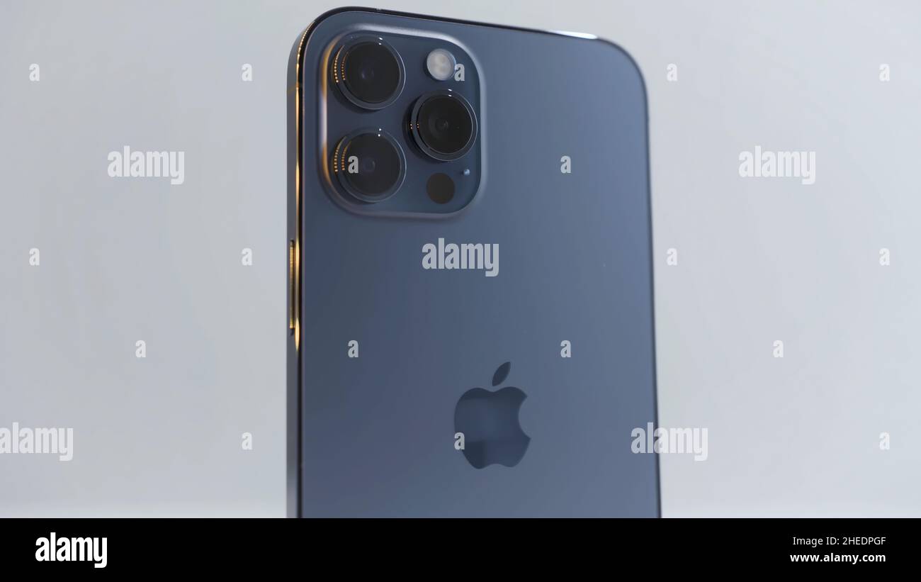 Iphone 12 Pro Max Pacific Blue Stock Photo Alamy