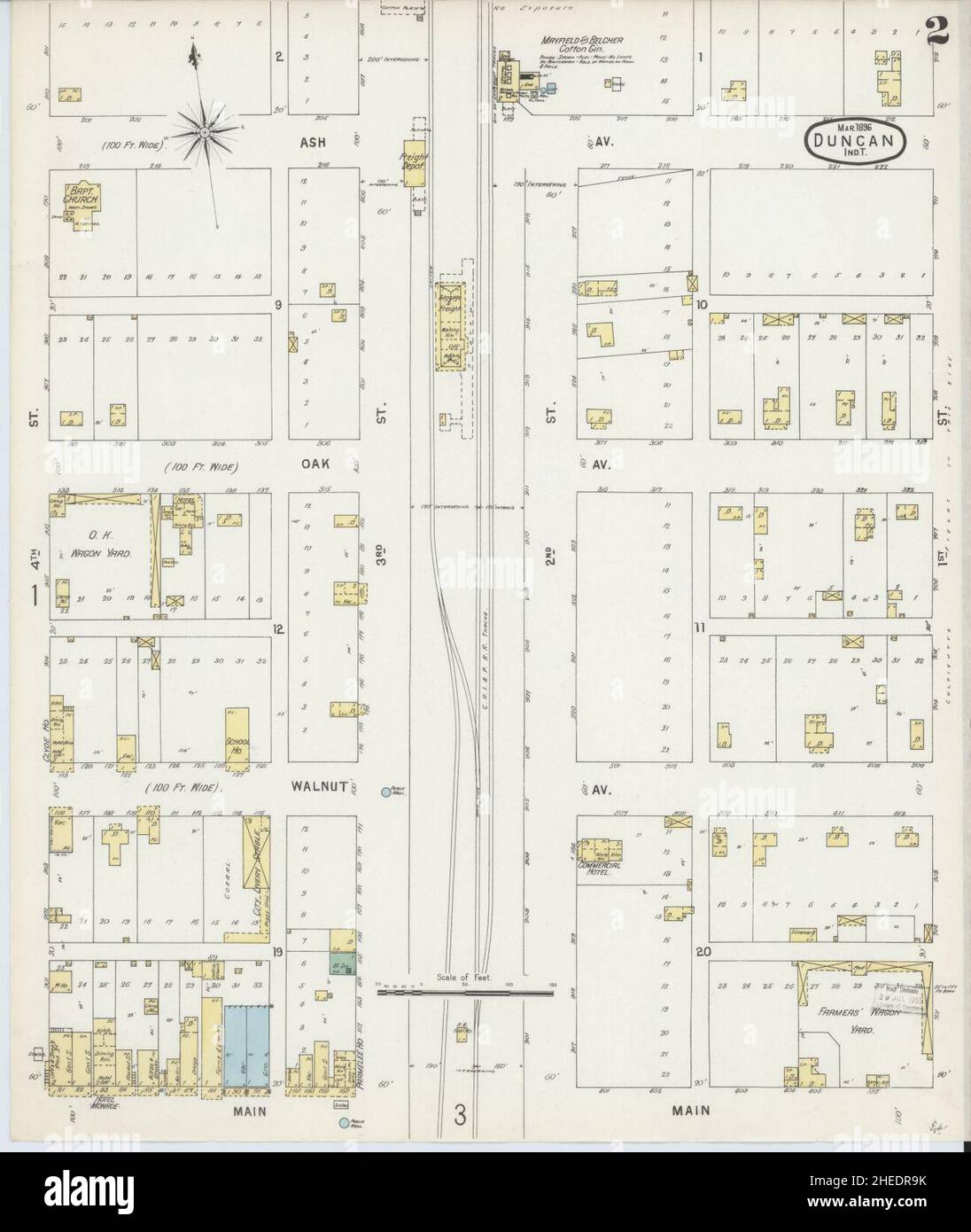 Sanborn Fire Insurance Map from Duncan, Stephens County, Oklahoma. Stock Photo