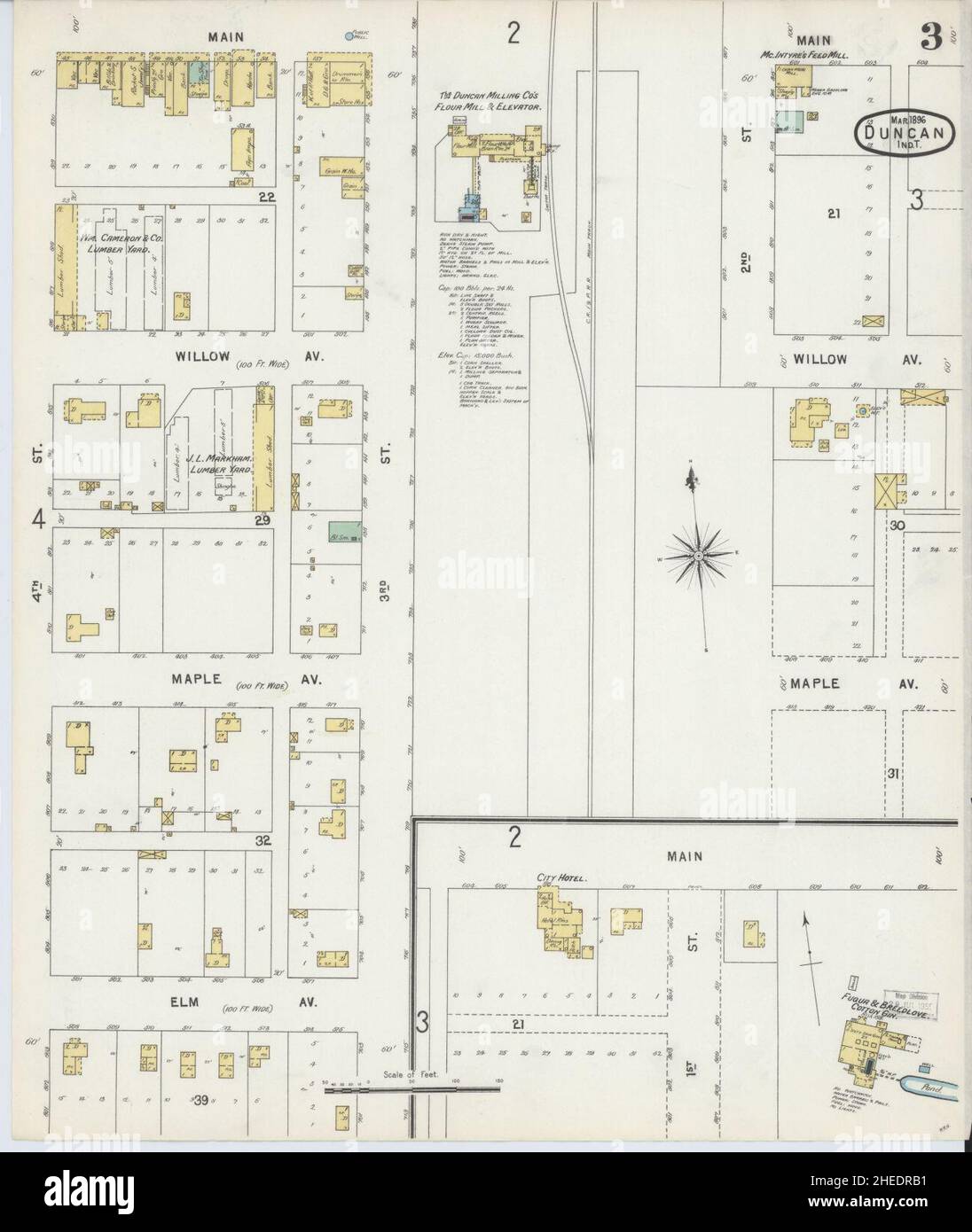 Sanborn Fire Insurance Map from Duncan, Stephens County, Oklahoma. Stock Photo