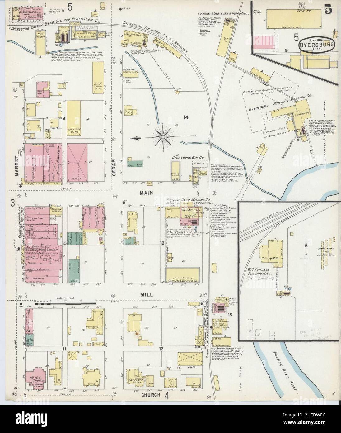 Sanborn Fire Insurance Map from Dyersburg, Dyer County, Tennessee Stock