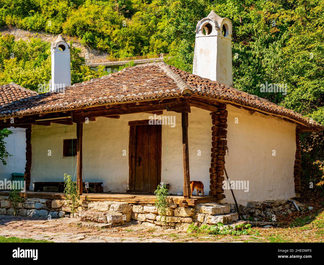 View at traditional 19th century Serbian house at Lepenski Vir, Serbia