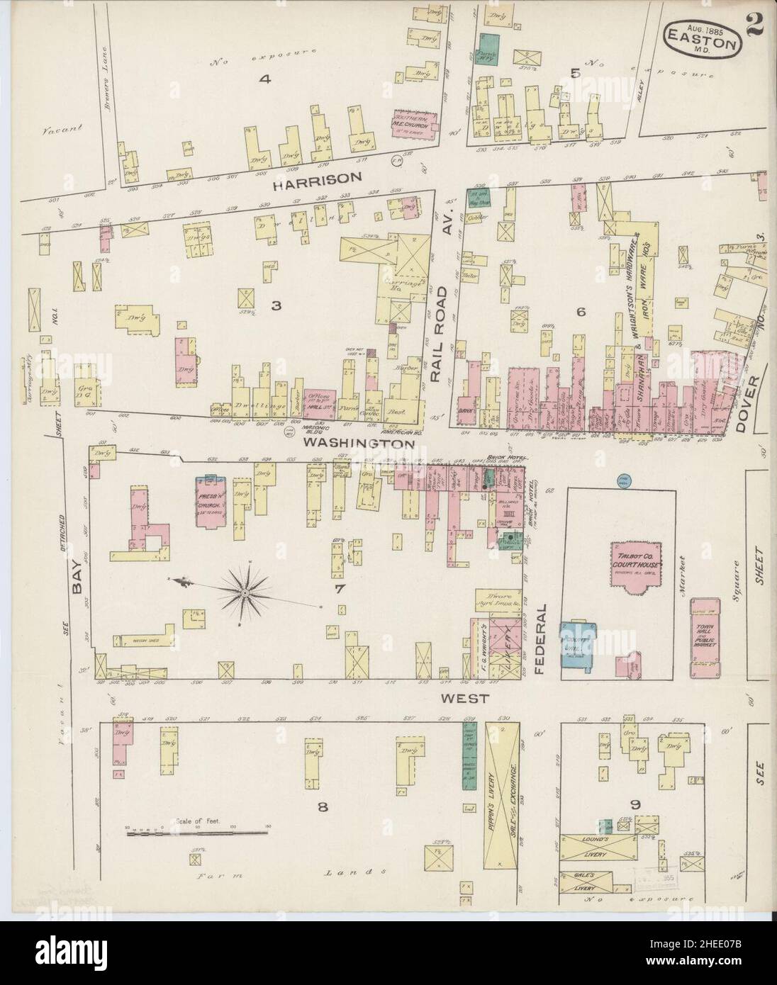 Sanborn Fire Insurance Map from Easton, Talbot County, Maryland. Stock Photo